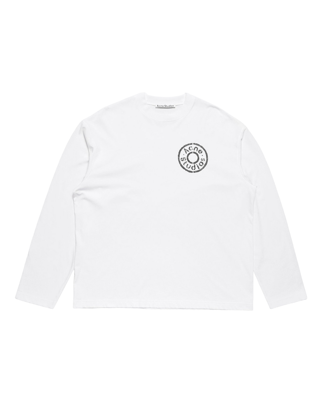 ACNE STUDIOS RIVET LOGO LONG-SLEEVE T-SHIRT — OPTIC WHITE — front view