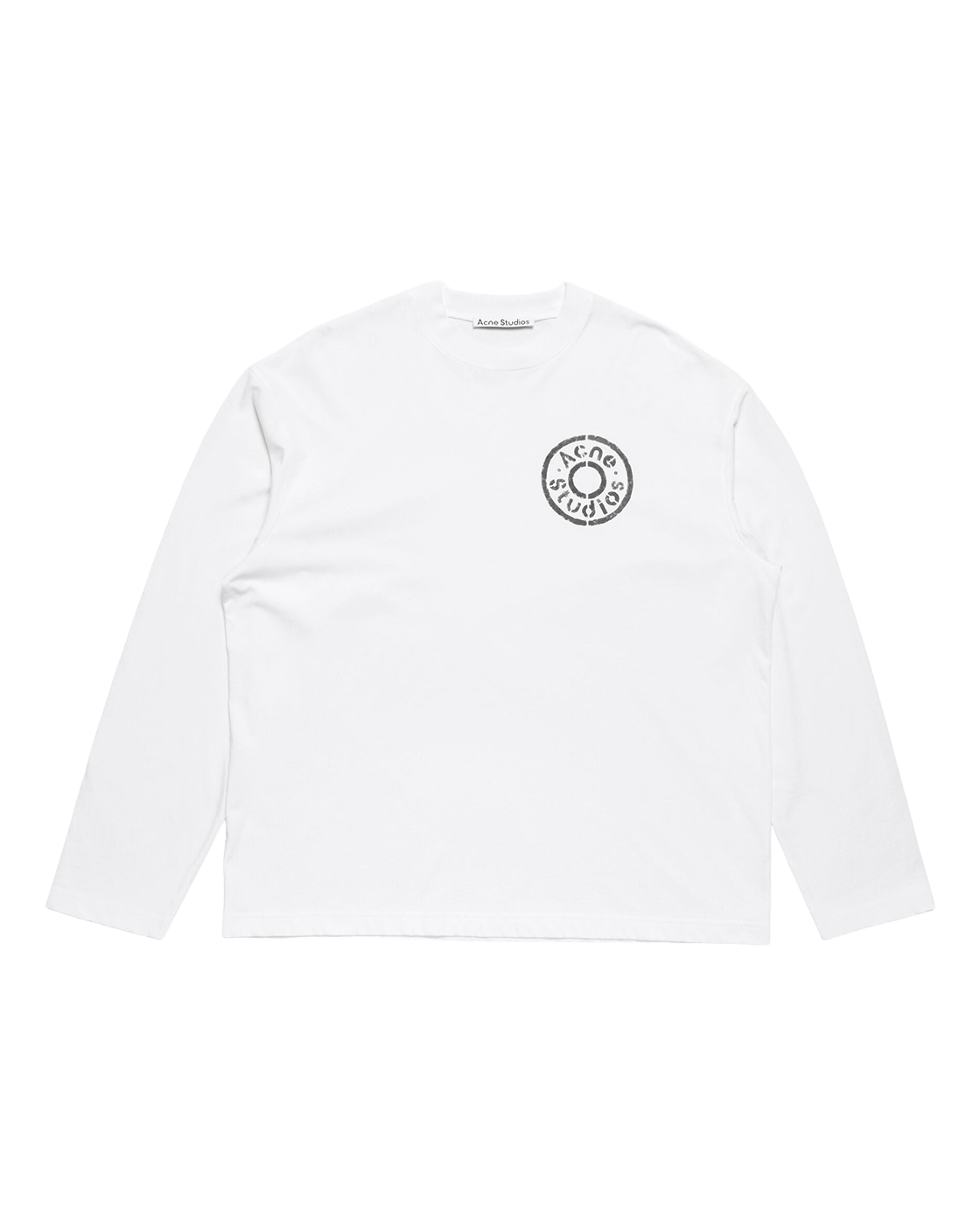ACNE STUDIOS RIVET LOGO LONG-SLEEVE T-SHIRT — OPTIC WHITE — front view