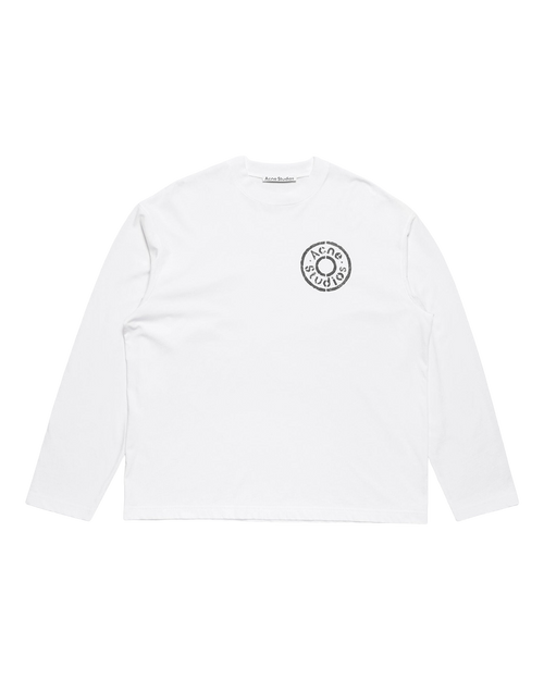 ACNE STUDIOS RIVET LOGO LONG-SLEEVE T-SHIRT — OPTIC WHITE — front view