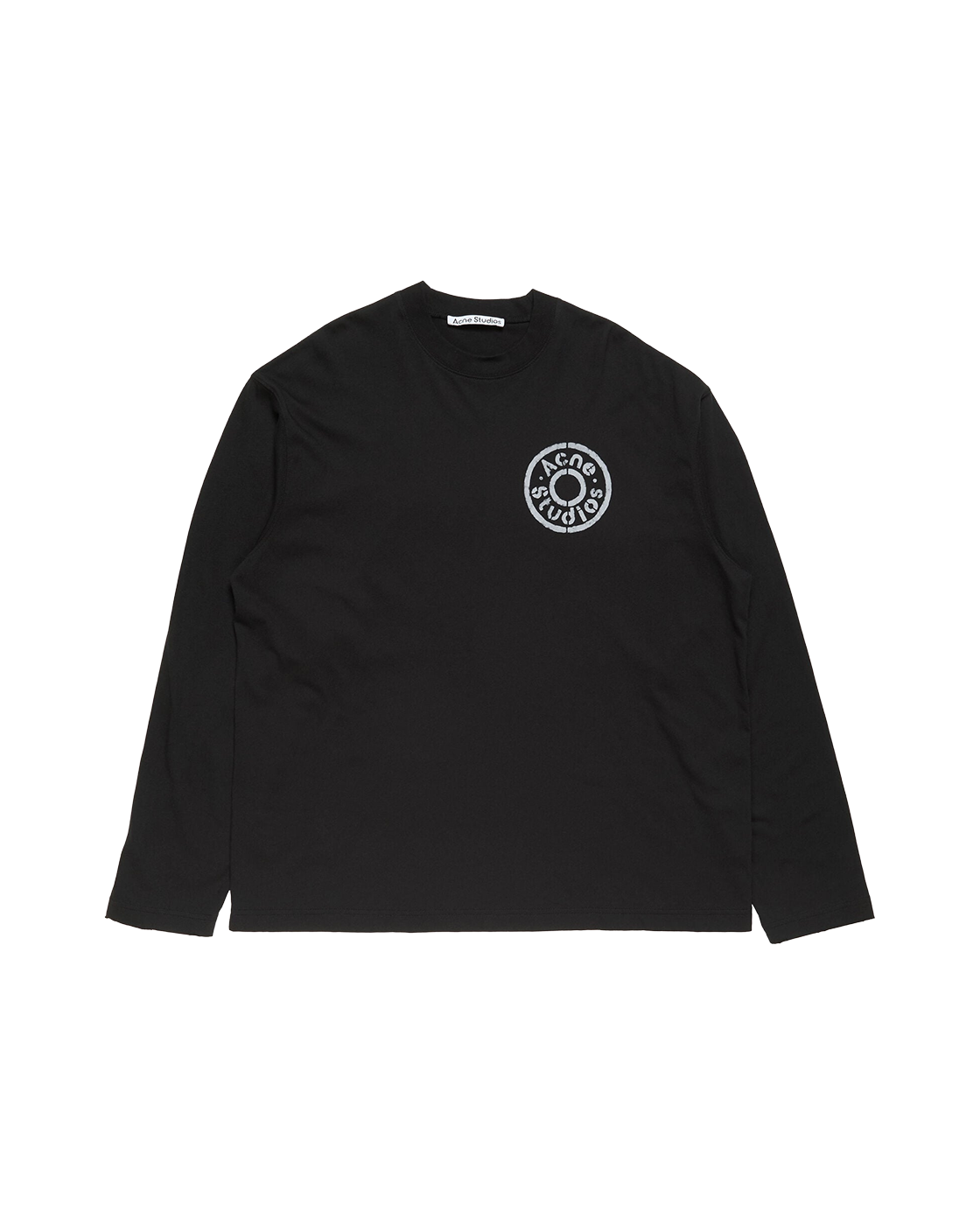 ACNE STUDIOS RIVET LOGO LONG-SLEEVE T-SHIRT — BLACK — front view
