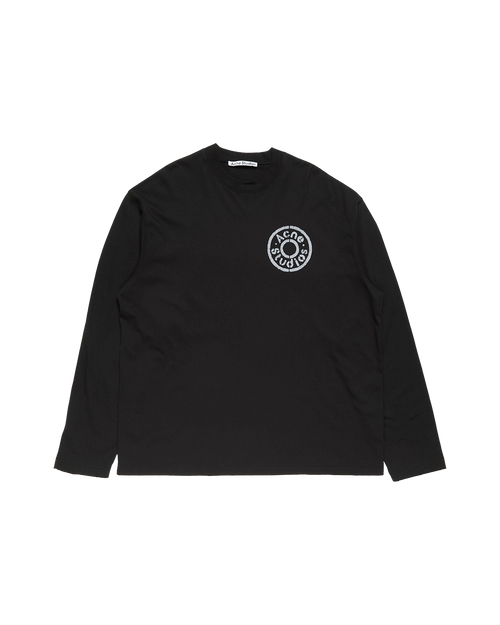 ACNE STUDIOS RIVET LOGO LONG-SLEEVE T-SHIRT — BLACK — front view