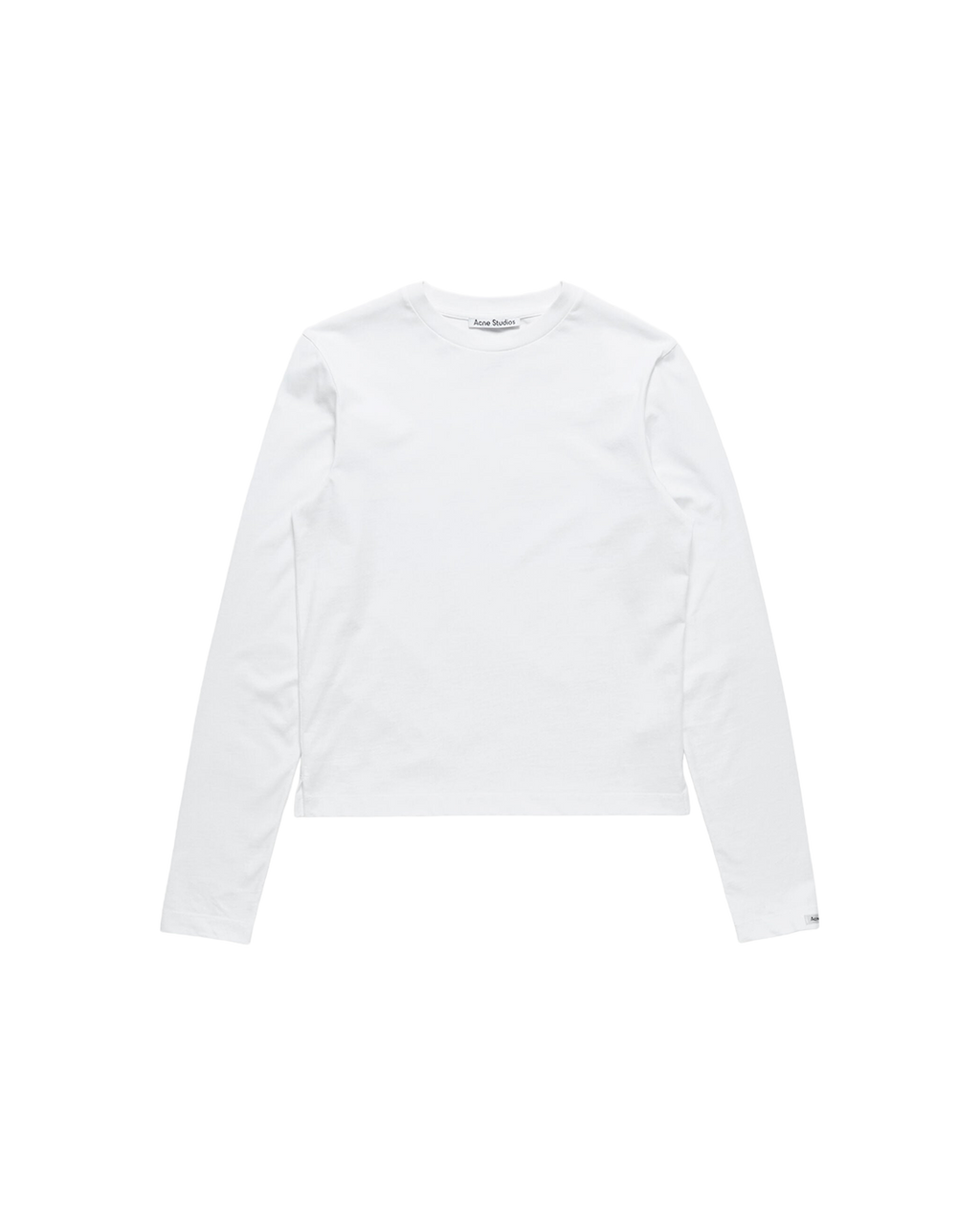 ACNE STUDIOS SATIN LABEL LONG-SLEEVE T-SHIRT — OPTIC WHITE — front view