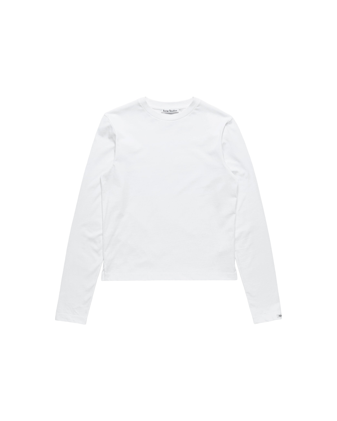 ACNE STUDIOS SATIN LABEL LONG-SLEEVE T-SHIRT — OPTIC WHITE — front view