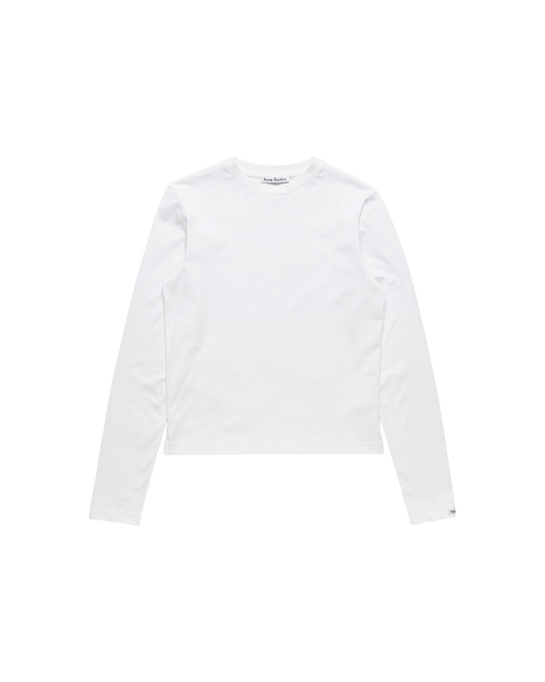 ACNE STUDIOS SATIN LABEL LONG-SLEEVE T-SHIRT — OPTIC WHITE — front view