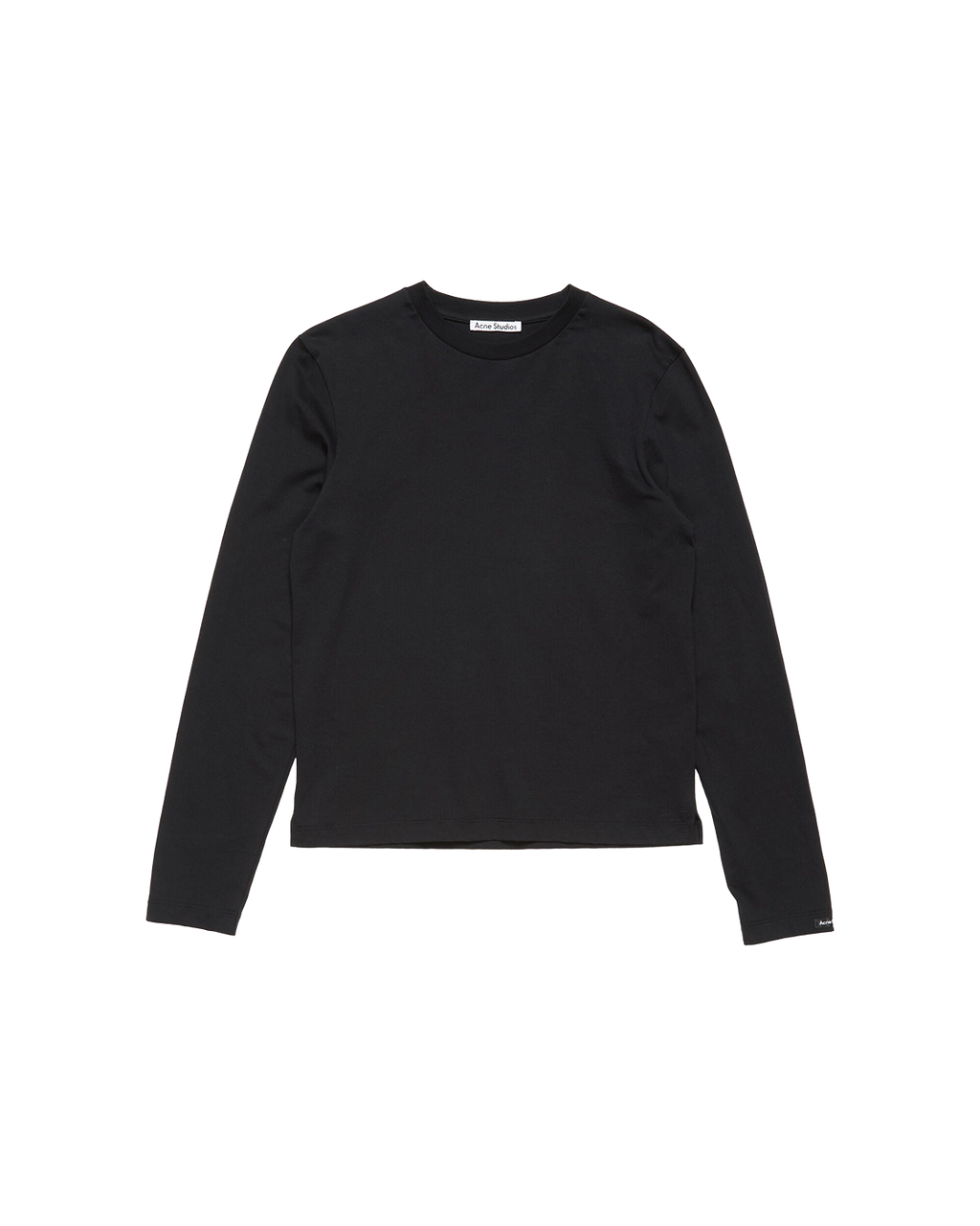 ACNE STUDIOS SATIN LABEL LONG-SLEEVE T-SHIRT — BLACK — front view