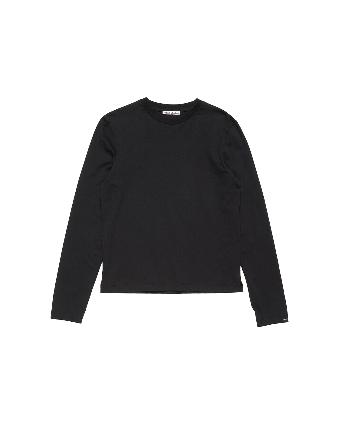 ACNE STUDIOS SATIN LABEL LONG-SLEEVE T-SHIRT — BLACK — front view