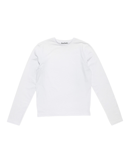 ACNE STUDIOS SEASONAL FACE LONG-SLEEVE T-SHIRT — OPTIC WHITE — front view