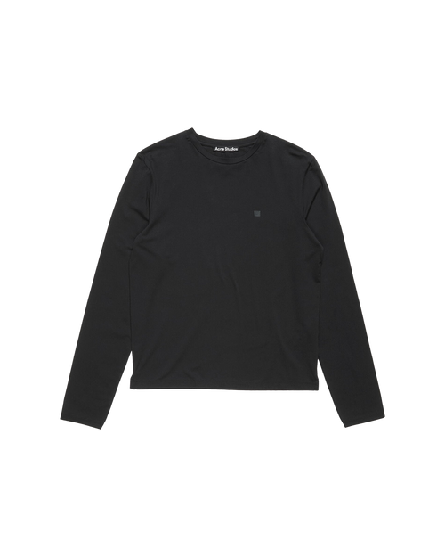 ACNE STUDIOS SEASONAL FACE LONG-SLEEVE T-SHIRT — BLACK — front view