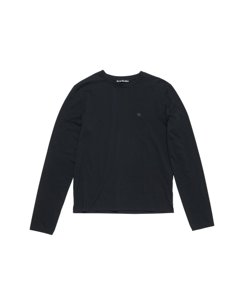 ACNE STUDIOS CLASSIC FACE LONG-SLEEVE T-SHIRT — BLACK — front view