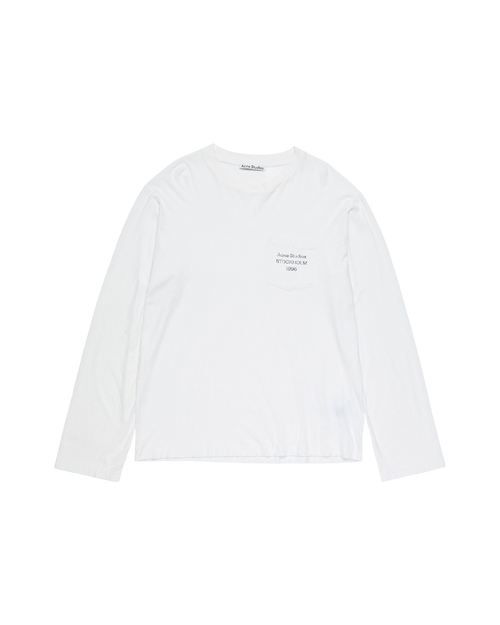 ACNE STUDIOS 1996 POCKET LONG-SLEEVE T-SHIRT — OPTIC WHITE — front view