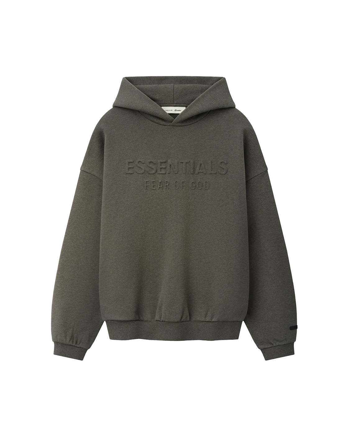 essentials fw26 embossed 90s relaxed hoodie — ash heather — product view 1