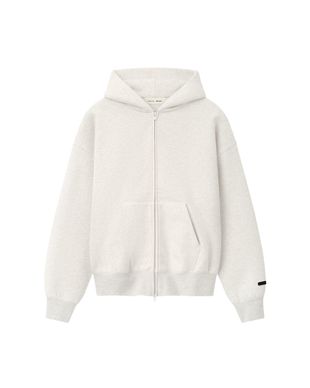 essentials fw26 classic zip-up hoodie — oatmeal heather — product view 1