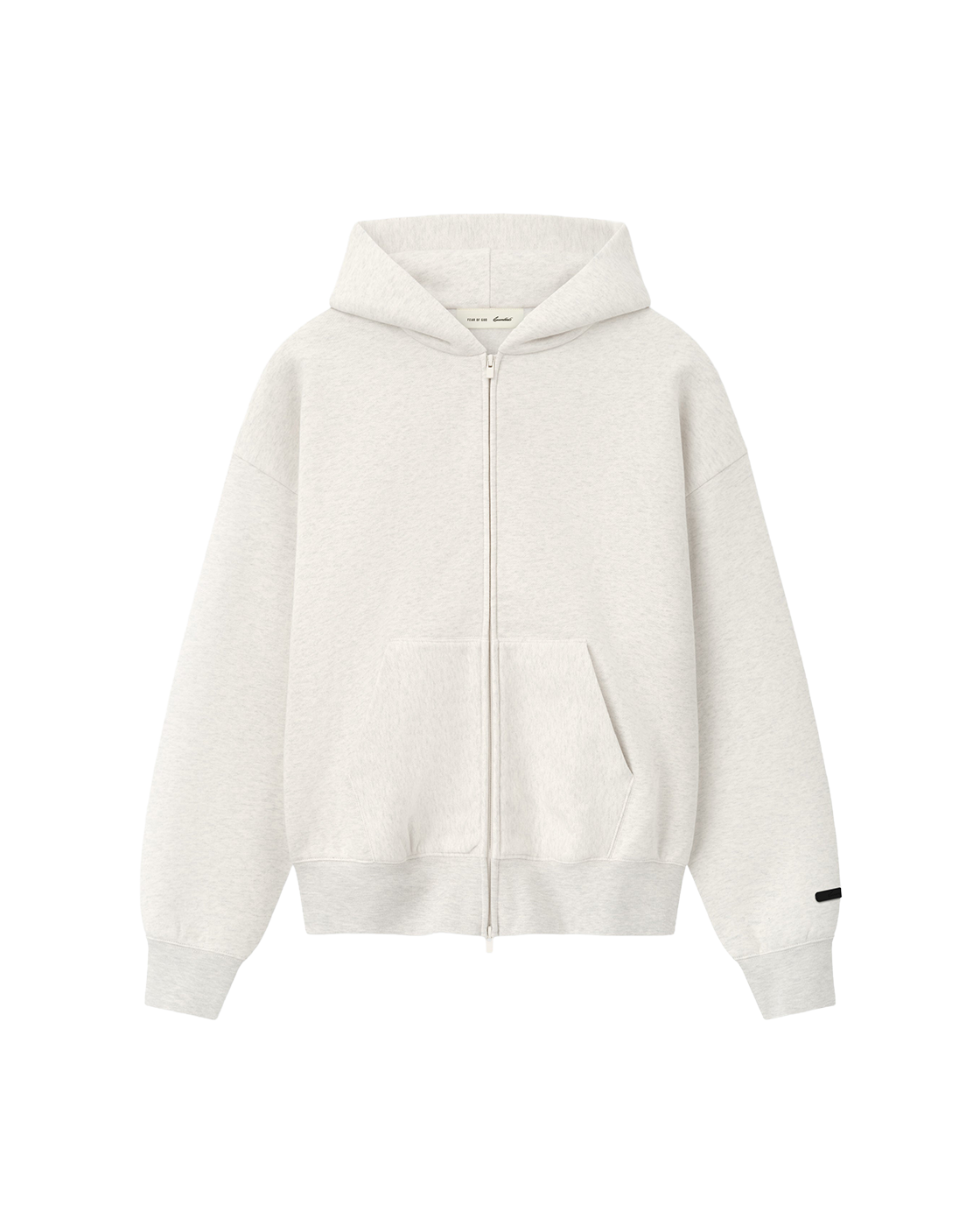 essentials fw26 classic zip-up hoodie — oatmeal heather — product view 1
