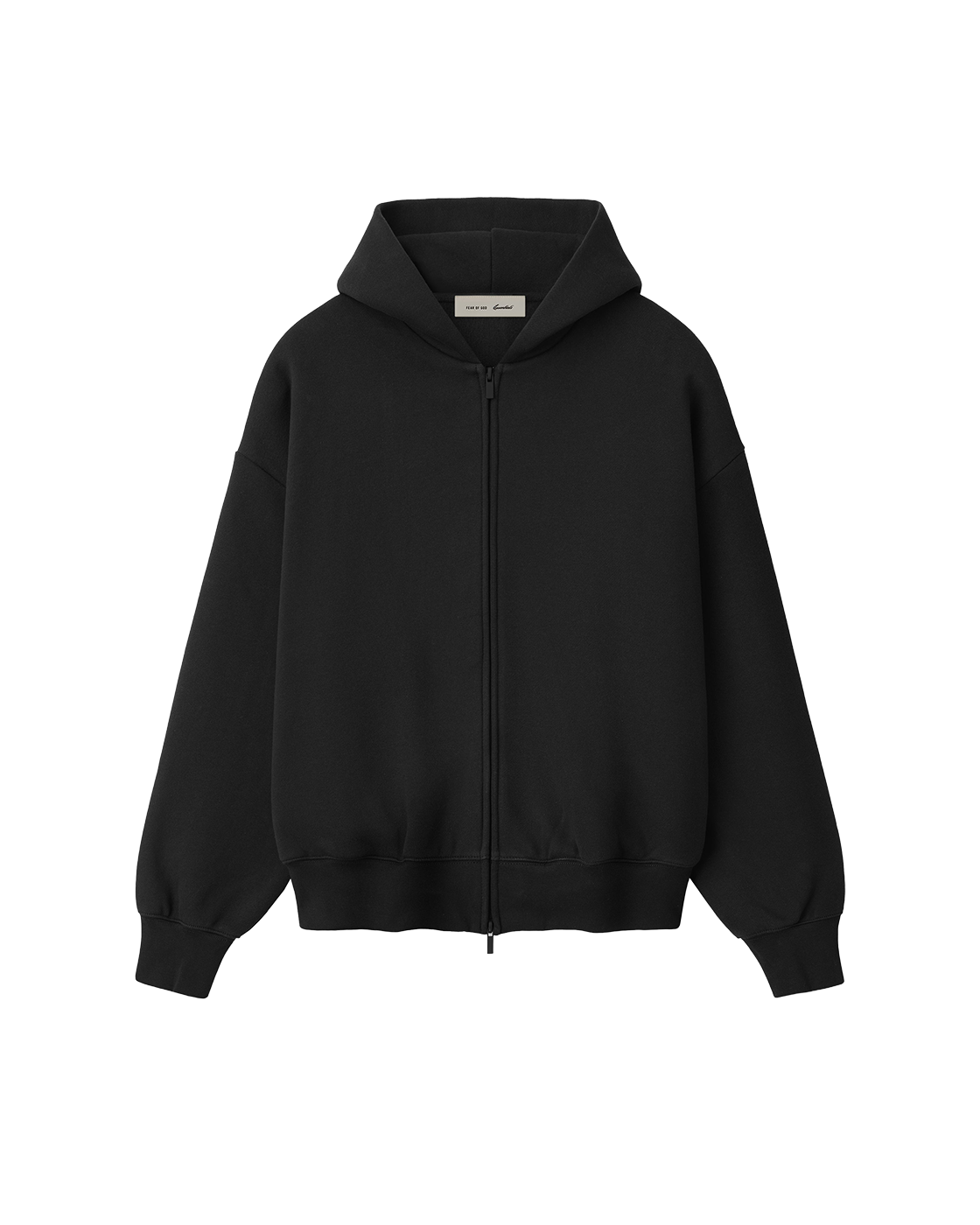 essentials ss26 signature classic zip-up hoodie — vintage black — product view 1