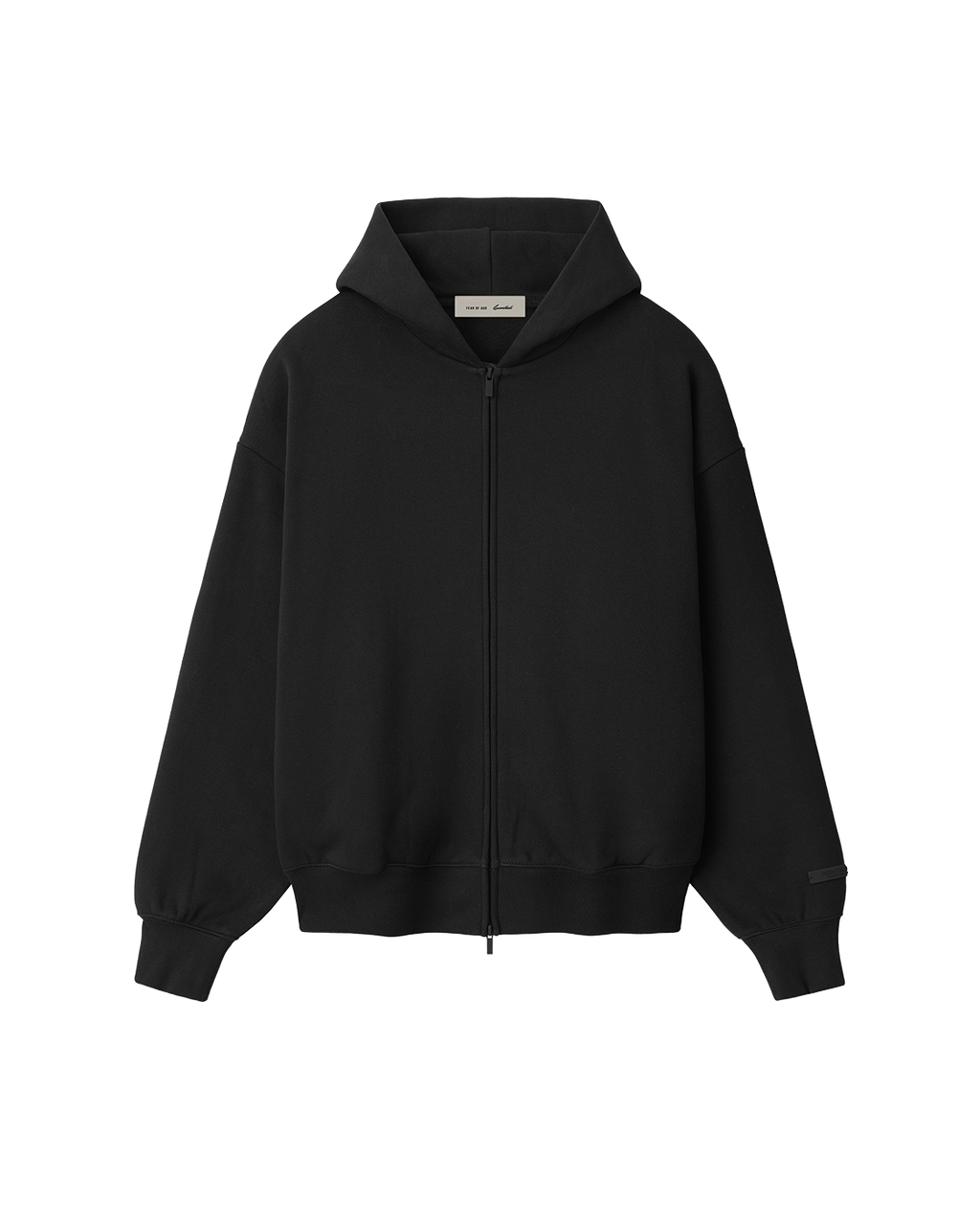 essentials ss26 classic zip-up hoodie — vintage black / white — product view 1