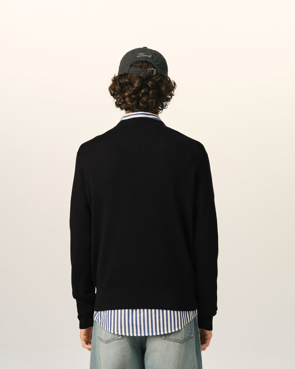 AMI Paris Ami de Cœur Small Logo Crewneck Sweater — Black / Red — styled back view