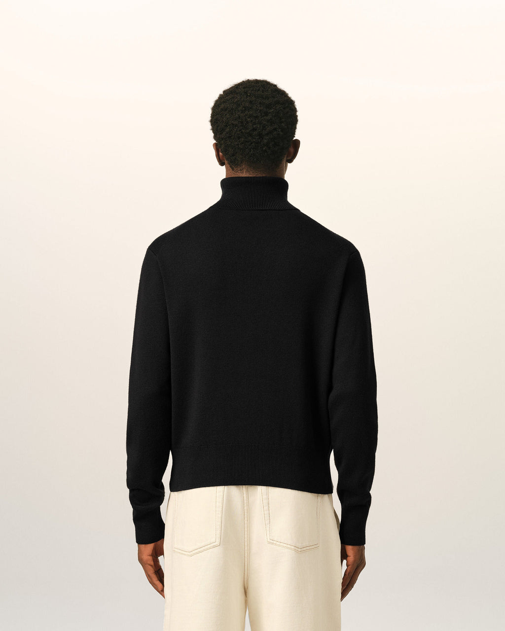 AMI Paris Ami de Cœur Small Logo Turtleneck Sweater — Black / Red — styled back view