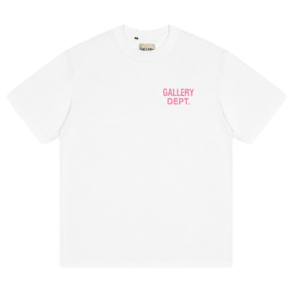 Gallery Dept Pink Logo Tee – White