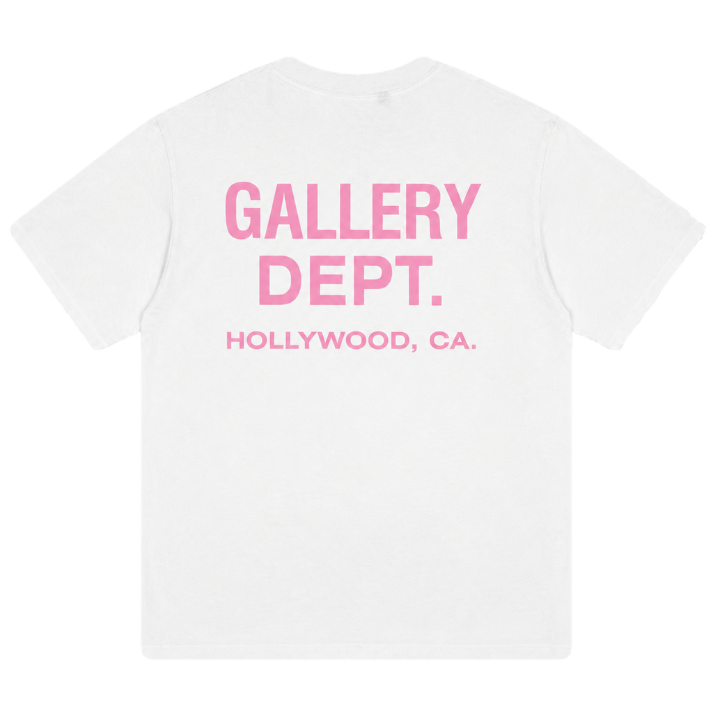 Gallery Dept Pink Logo Tee – White