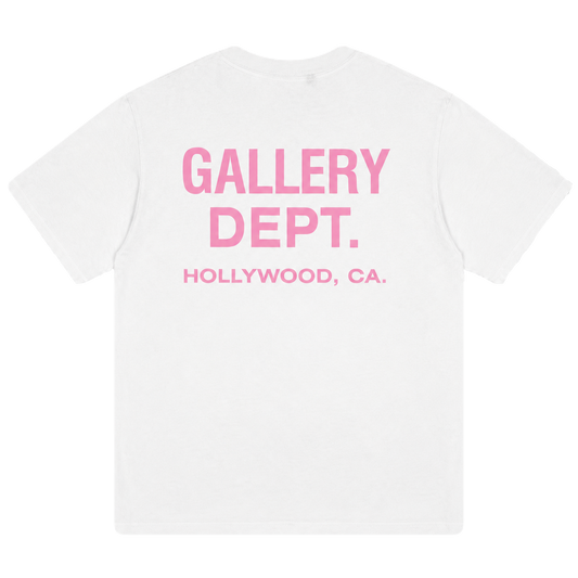 Gallery Dept Pink Logo Tee – White