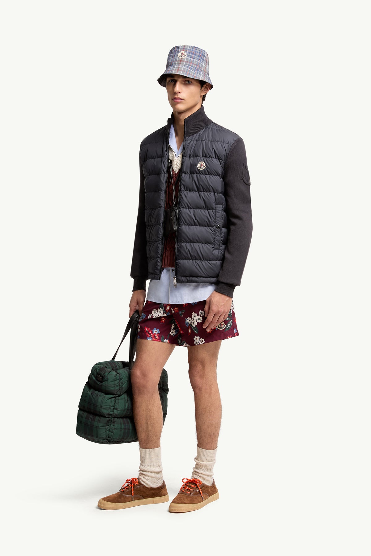 Moncler Padded Zip-Up Cotton Cardigan — Navy — gallery 1