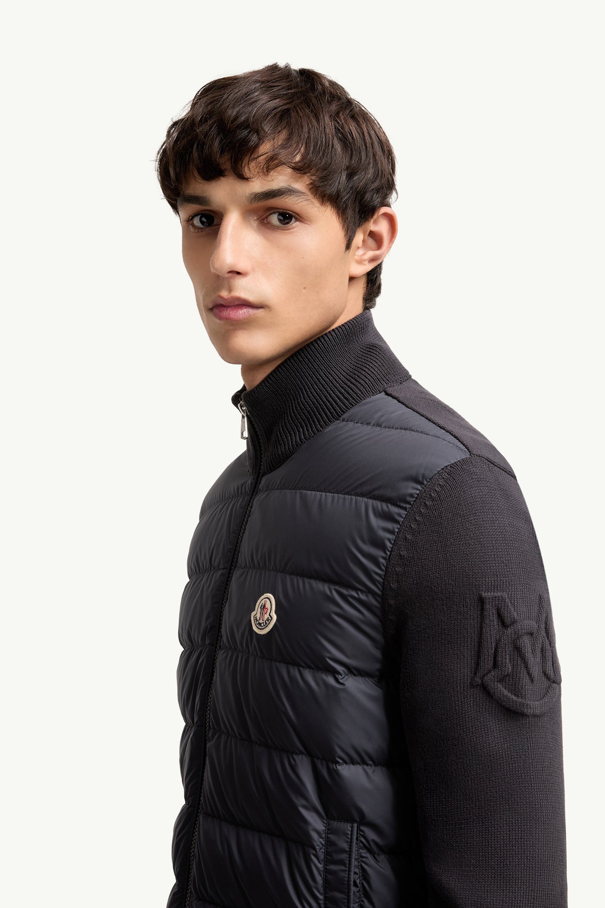 Moncler Padded Zip-Up Cotton Cardigan — Navy — gallery 2