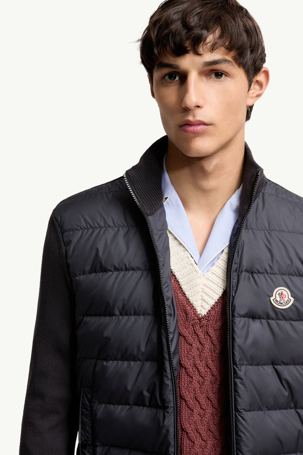 Moncler Padded Zip-Up Cotton Cardigan — Navy — gallery 5