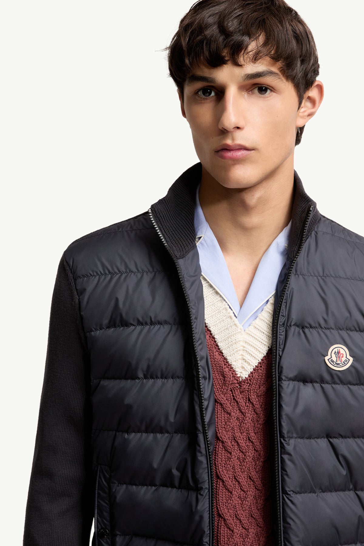 Moncler Padded Zip-Up Cotton Cardigan — Navy — gallery 5