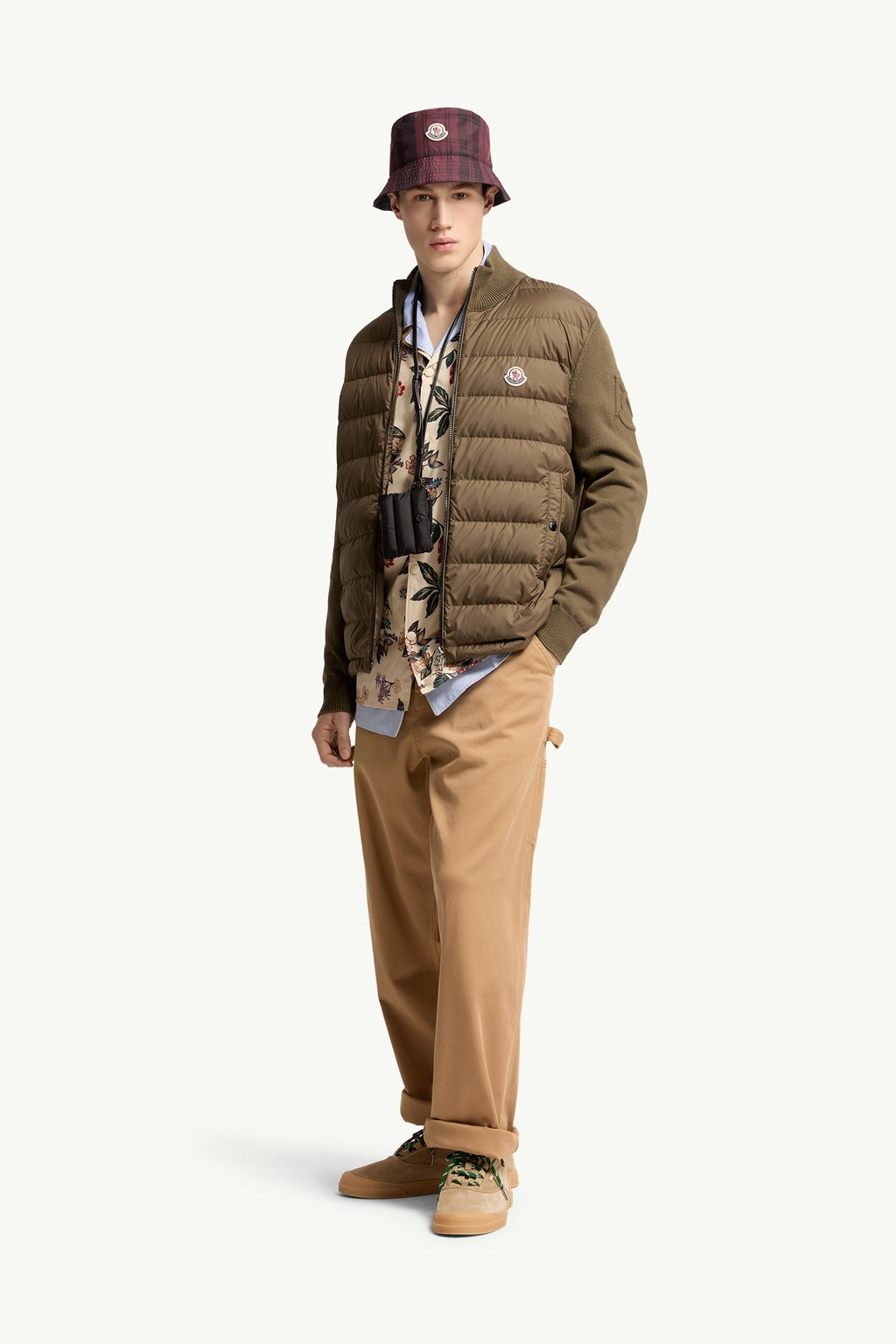 Moncler Padded Zip-Up Cotton Cardigan — Olive — gallery 1