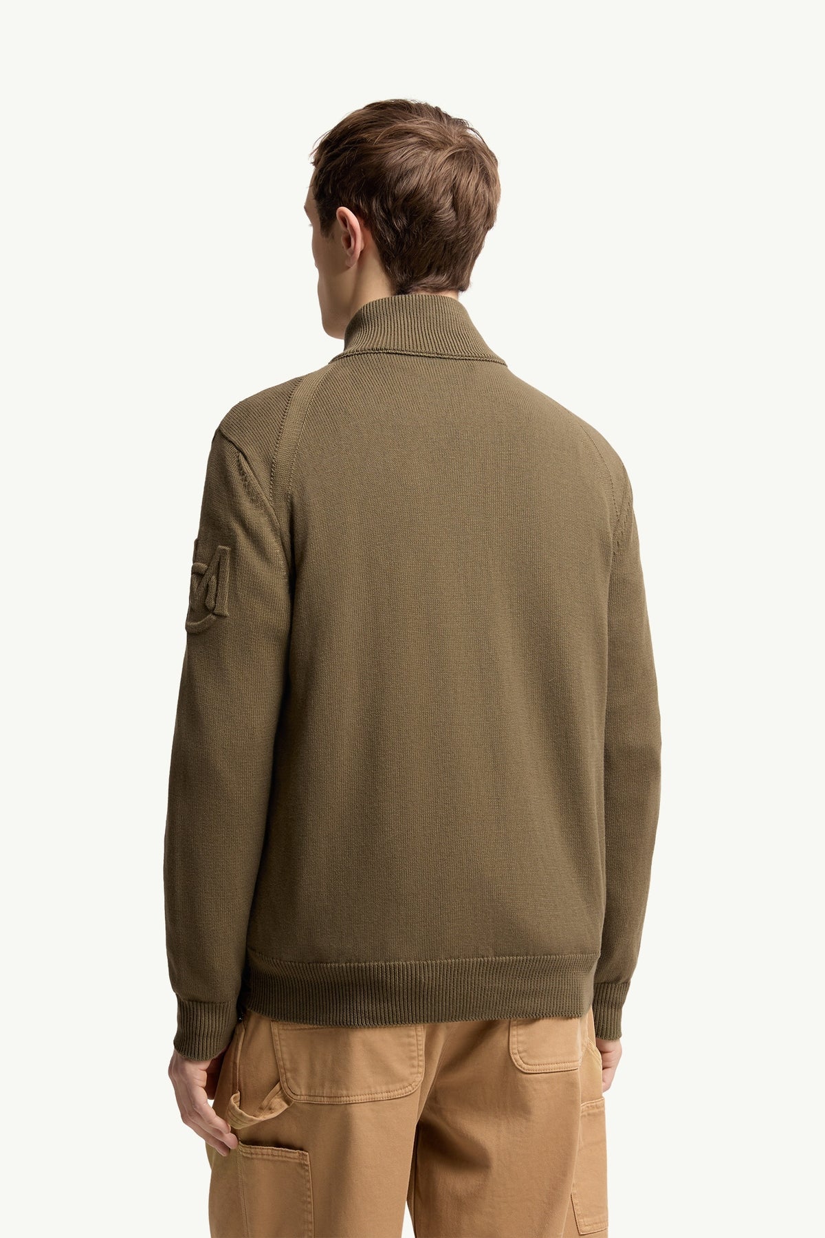 Moncler Padded Zip-Up Cotton Cardigan — Olive — gallery 4