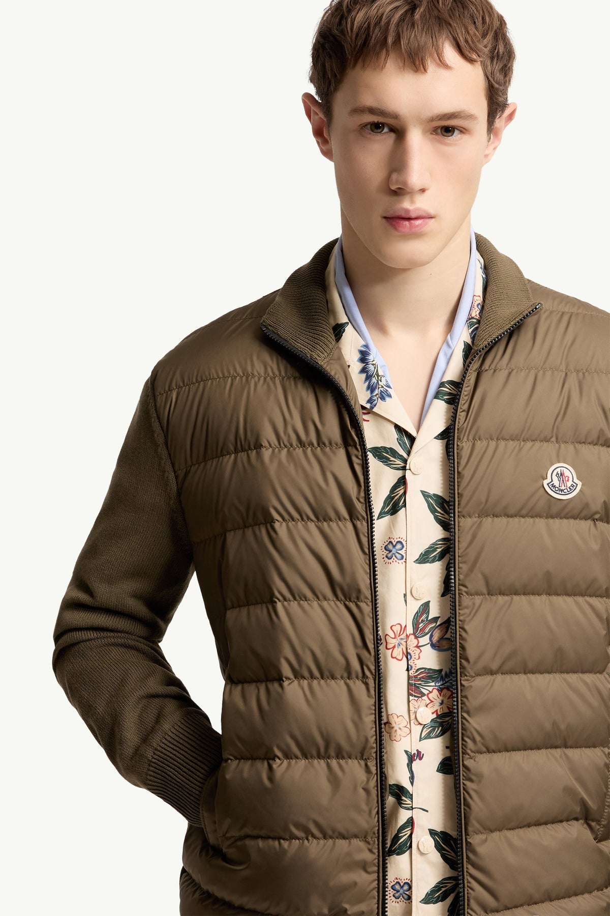 Moncler Padded Zip-Up Cotton Cardigan — Olive — gallery 5
