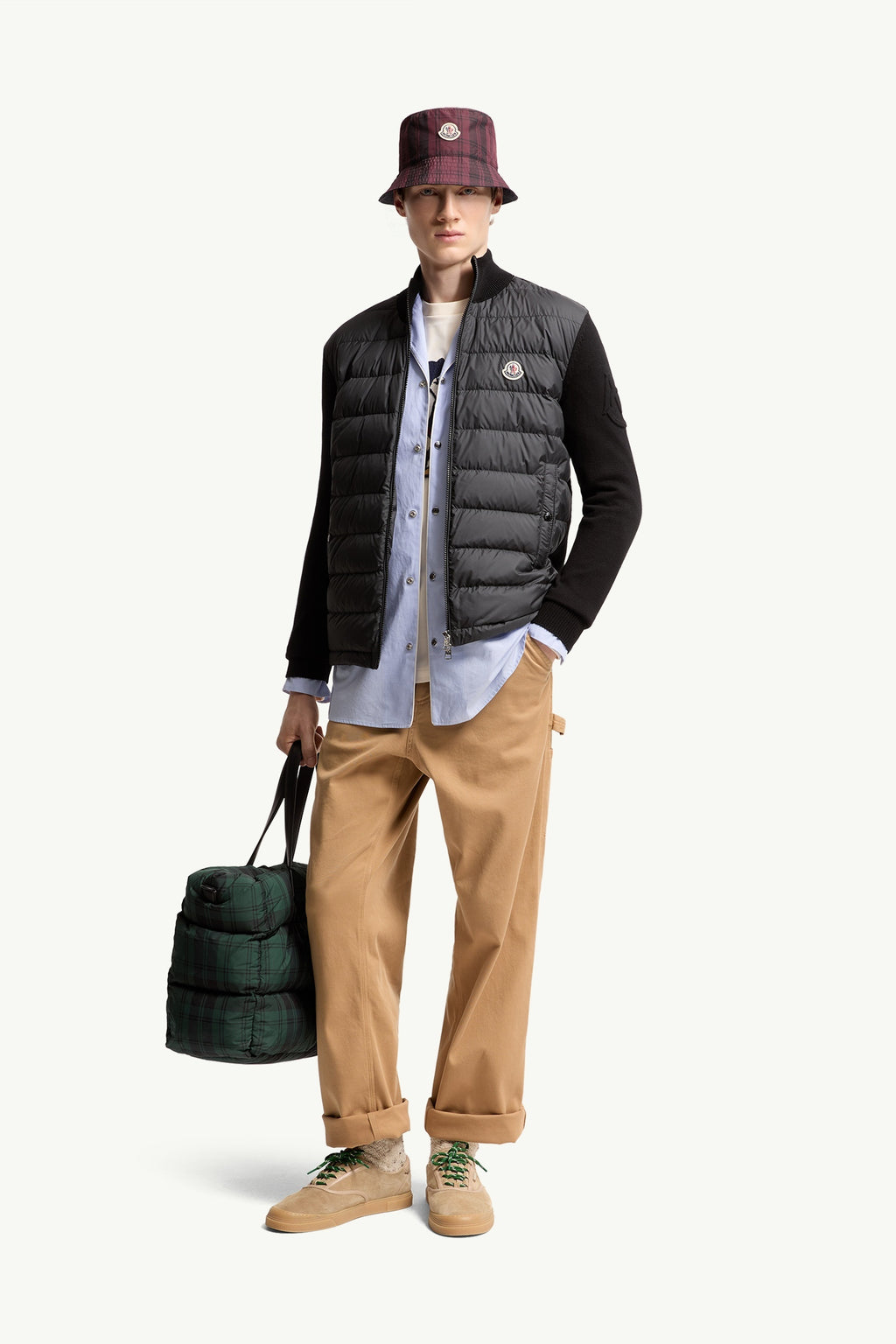Moncler Padded Zip-Up Cotton Cardigan — Black — gallery 1