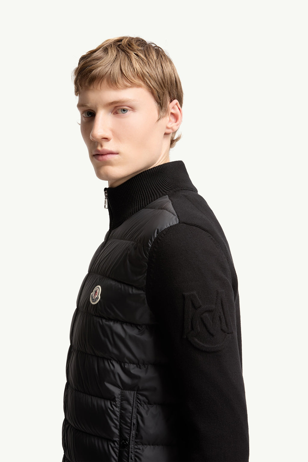 Moncler Padded Zip-Up Cotton Cardigan — Black — gallery 2