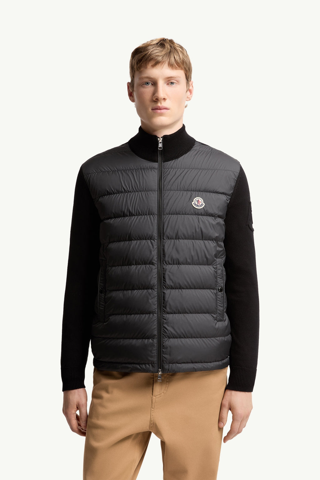 Moncler Padded Zip-Up Cotton Cardigan — Black — gallery 3