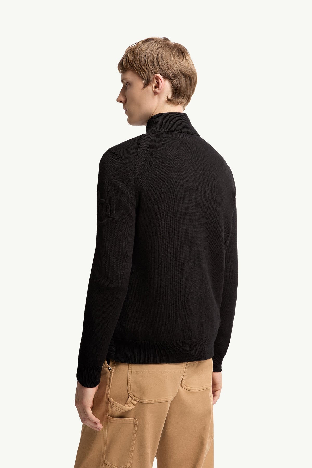 Moncler Padded Zip-Up Cotton Cardigan — Black — gallery 4