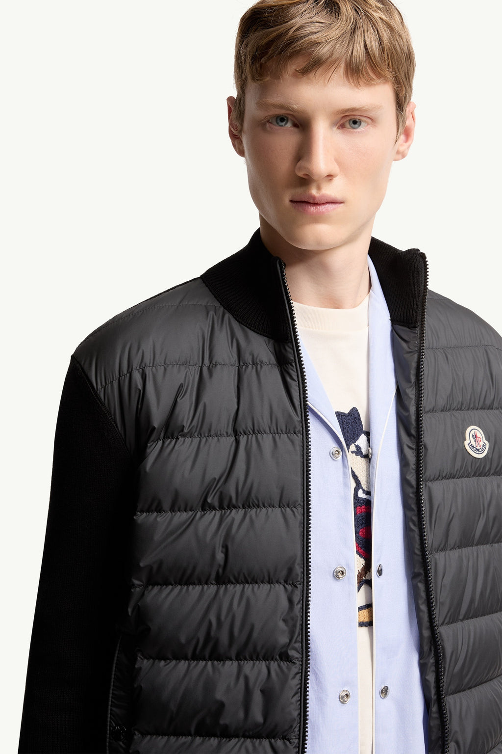 Moncler Padded Zip-Up Cotton Cardigan — Black — gallery 5