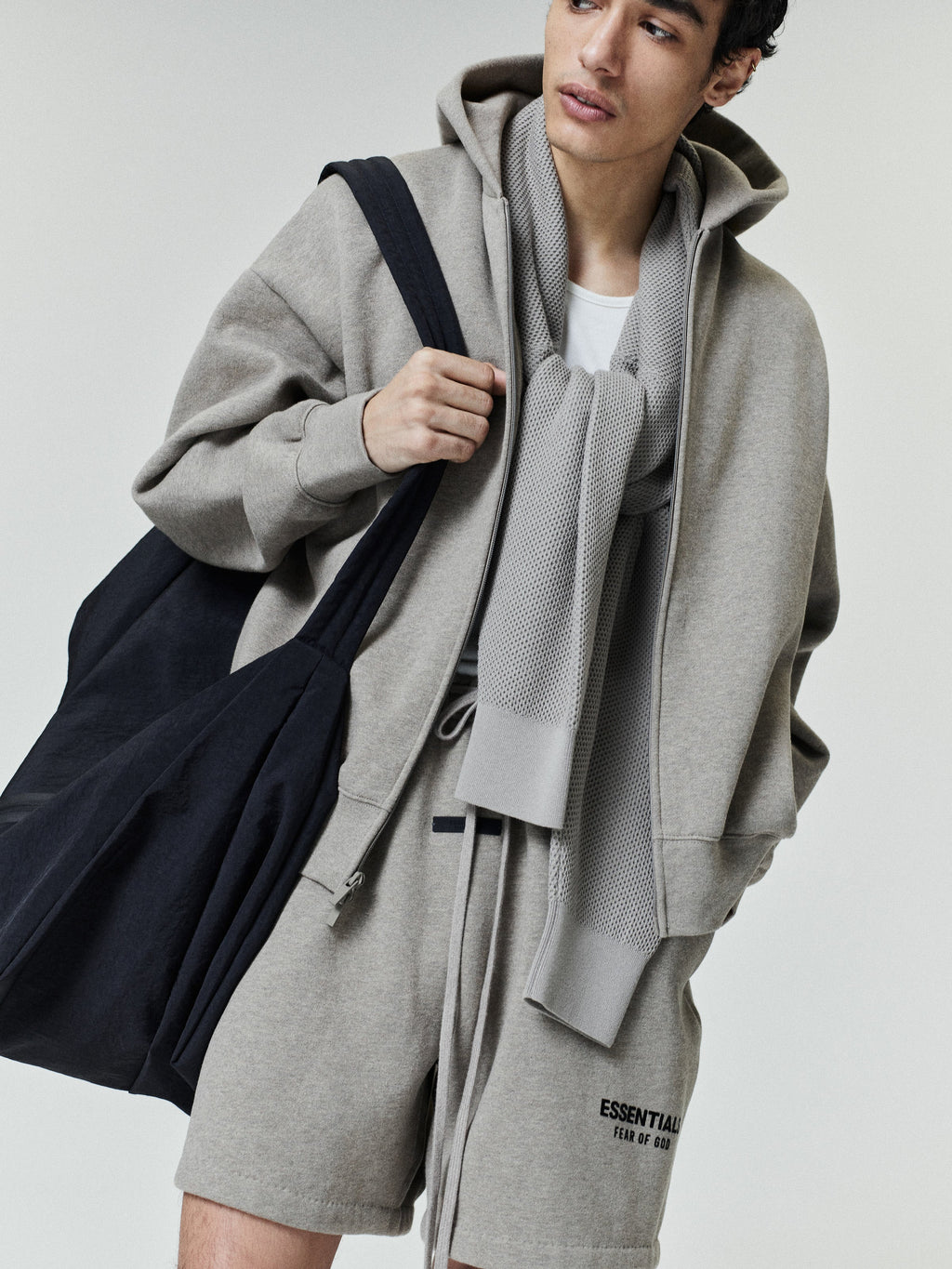 essentials ss26 classic zip-up hoodie — homestead heather — product view 3