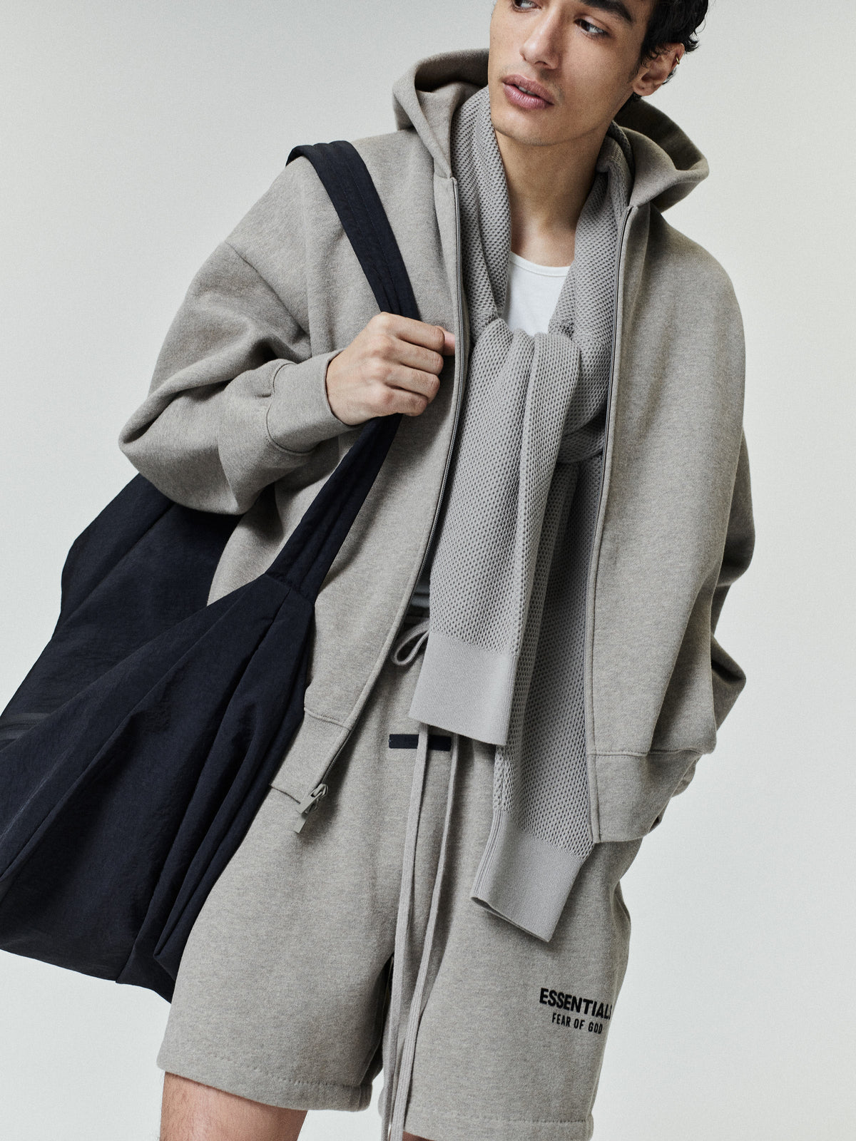 essentials ss26 classic zip-up hoodie — homestead heather — product view 3