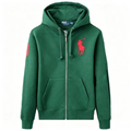Polo Ralph Lauren Big Pony Full-Zip Hoodie — Green / Red Logo — Front