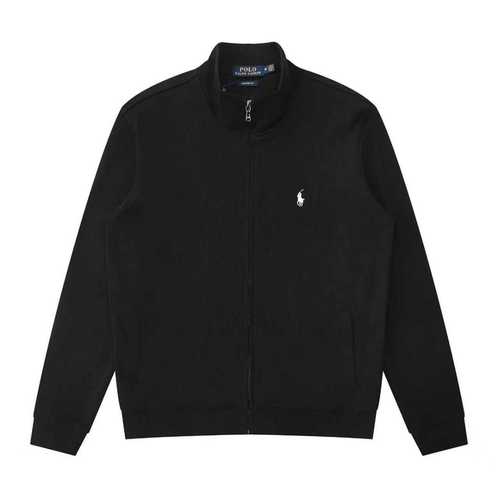 Polo Ralph Lauren Fleece Full-Zip Sweatshirt — Black / White Logo — Front