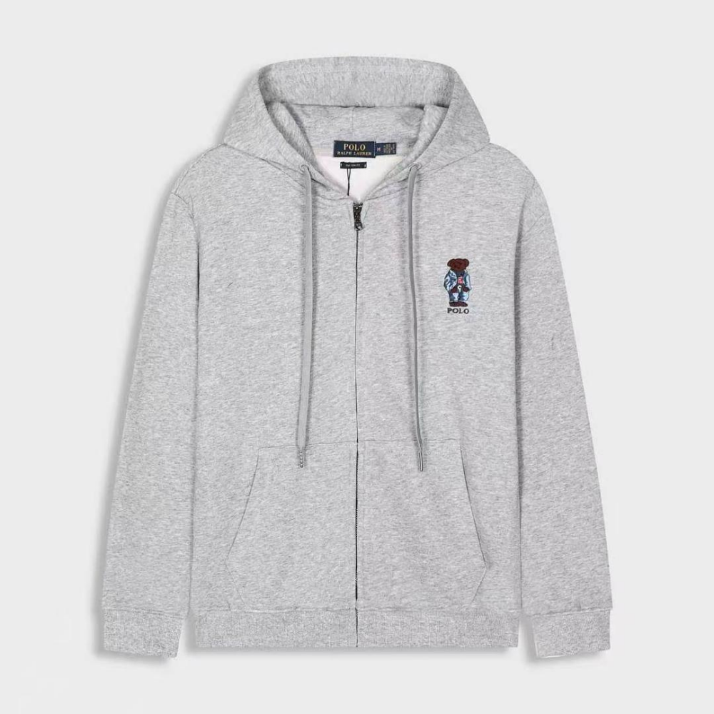 Polo Ralph Lauren Polo Bear Full-Zip Hoodie — Light Grey — Front