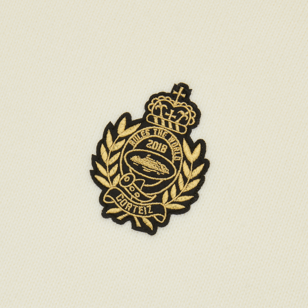 Corteiz VVS Panel Knit Sweater — Cream — logo and knit detail
