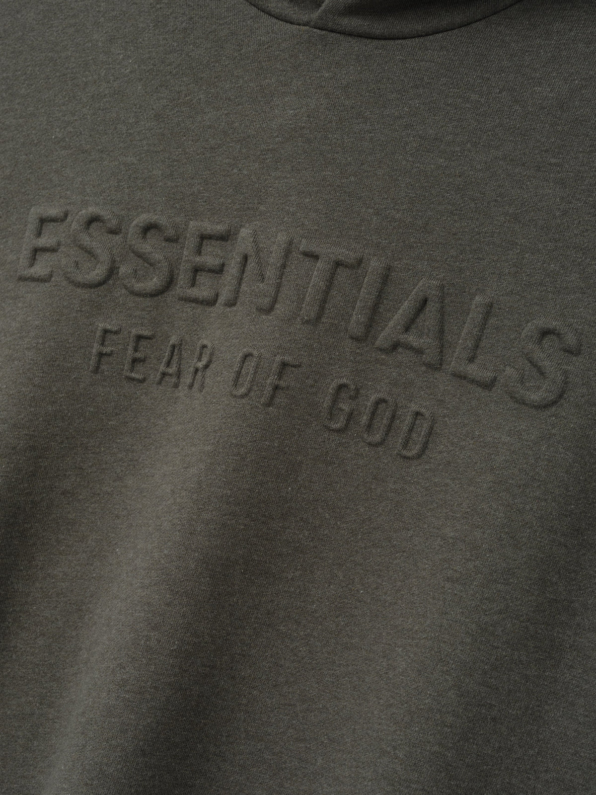 essentials fw26 embossed 90s relaxed hoodie — ash heather — product view 4