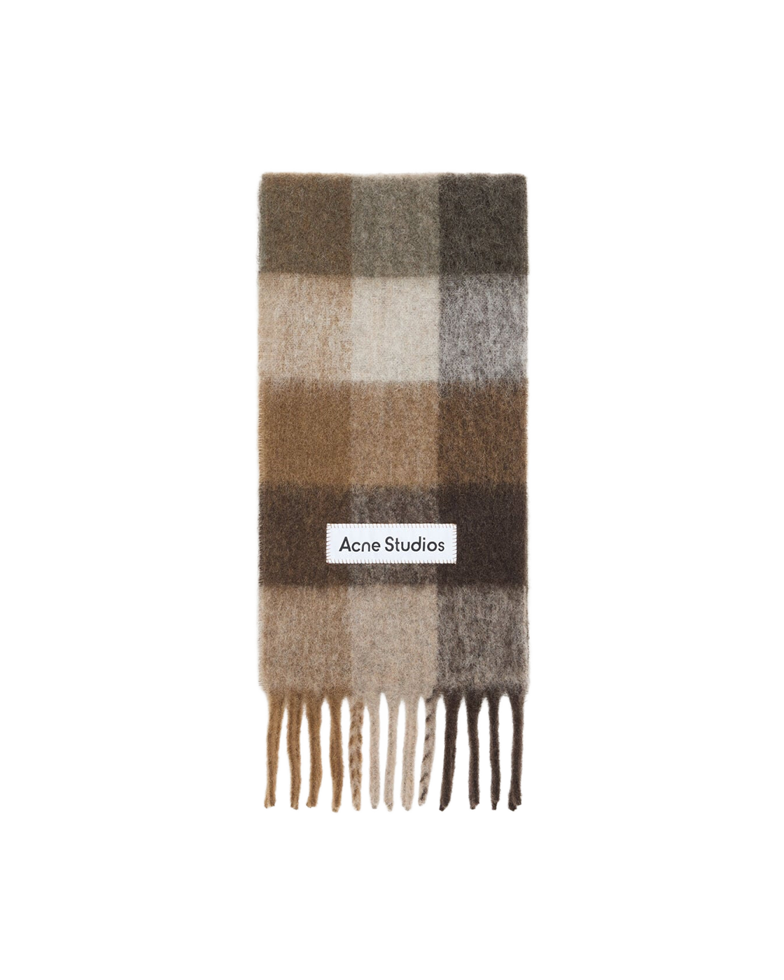 Acne Studios Checked Scarf - Dark Brown / White / Brown
