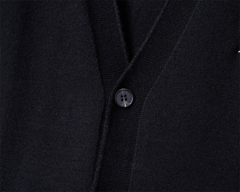Louis Vuitton Monogram Accent Cardigan — Black / Beige — detail view