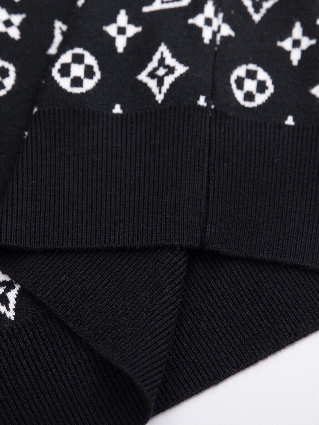 Louis Vuitton Monogram Signature Knit Sweater — Black / White — detail view