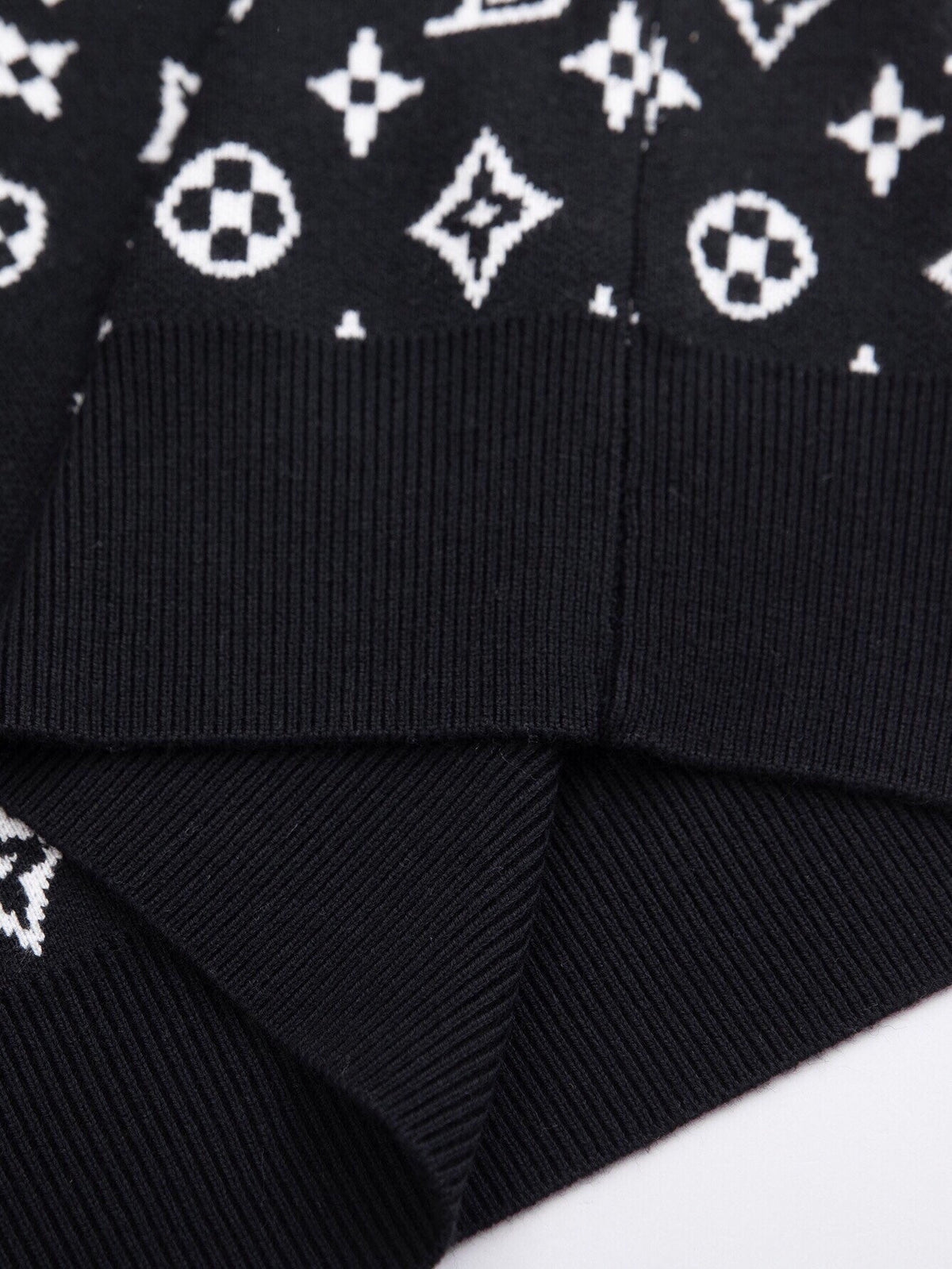 Louis Vuitton Monogram Signature Knit Sweater — Black / White — detail view