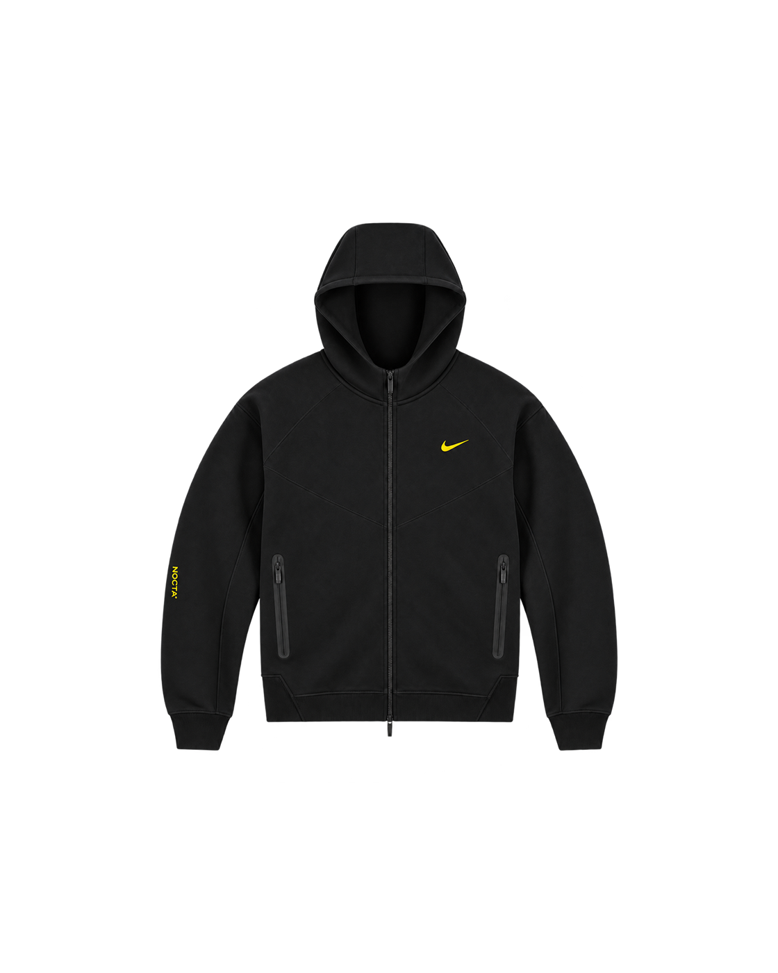 Nike x NOCTA Tech Fleece Zip-Up Hoodie — Black / Yellow — Front