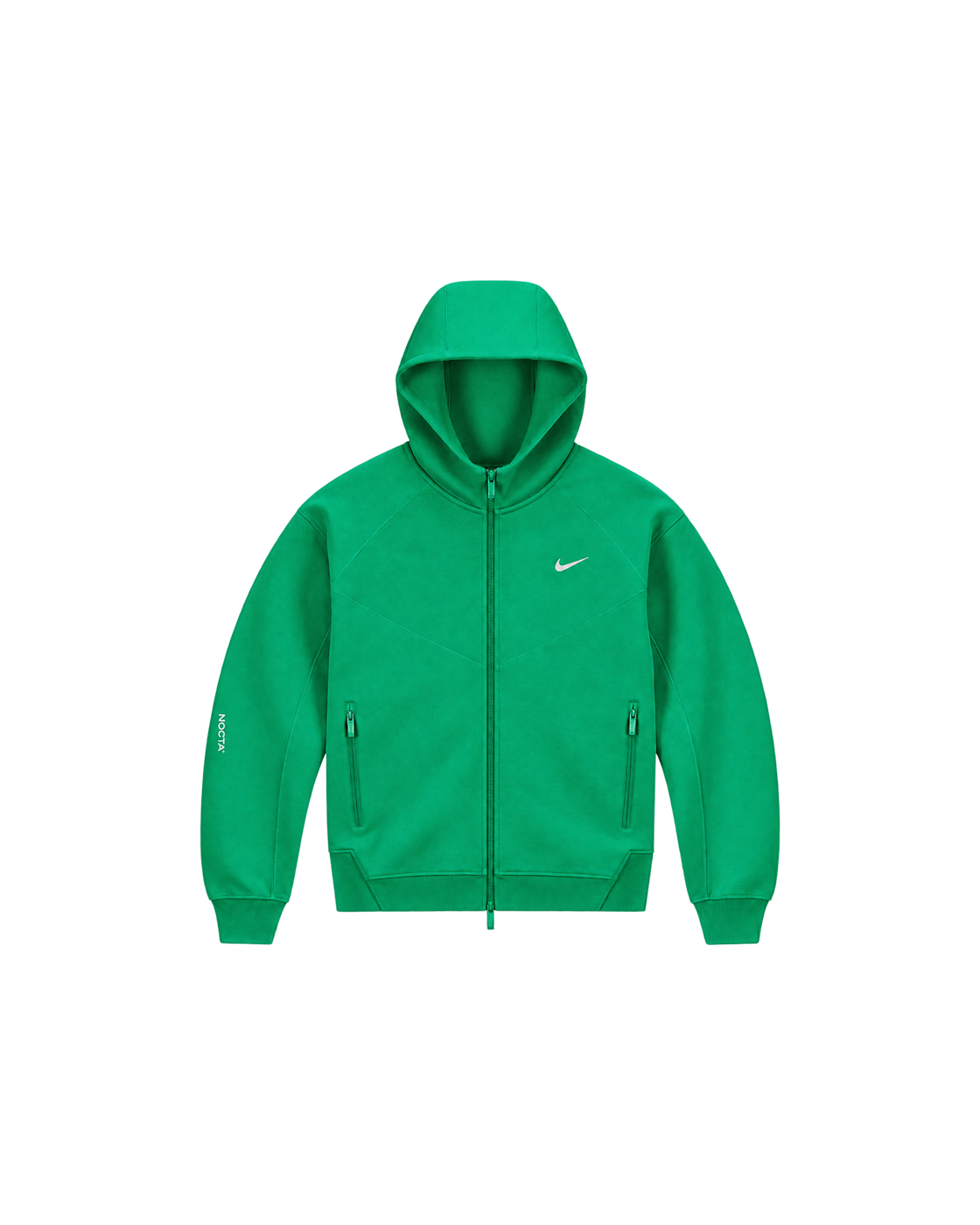 Nike x NOCTA Tech Fleece Zip-Up Hoodie — Green / White — Front