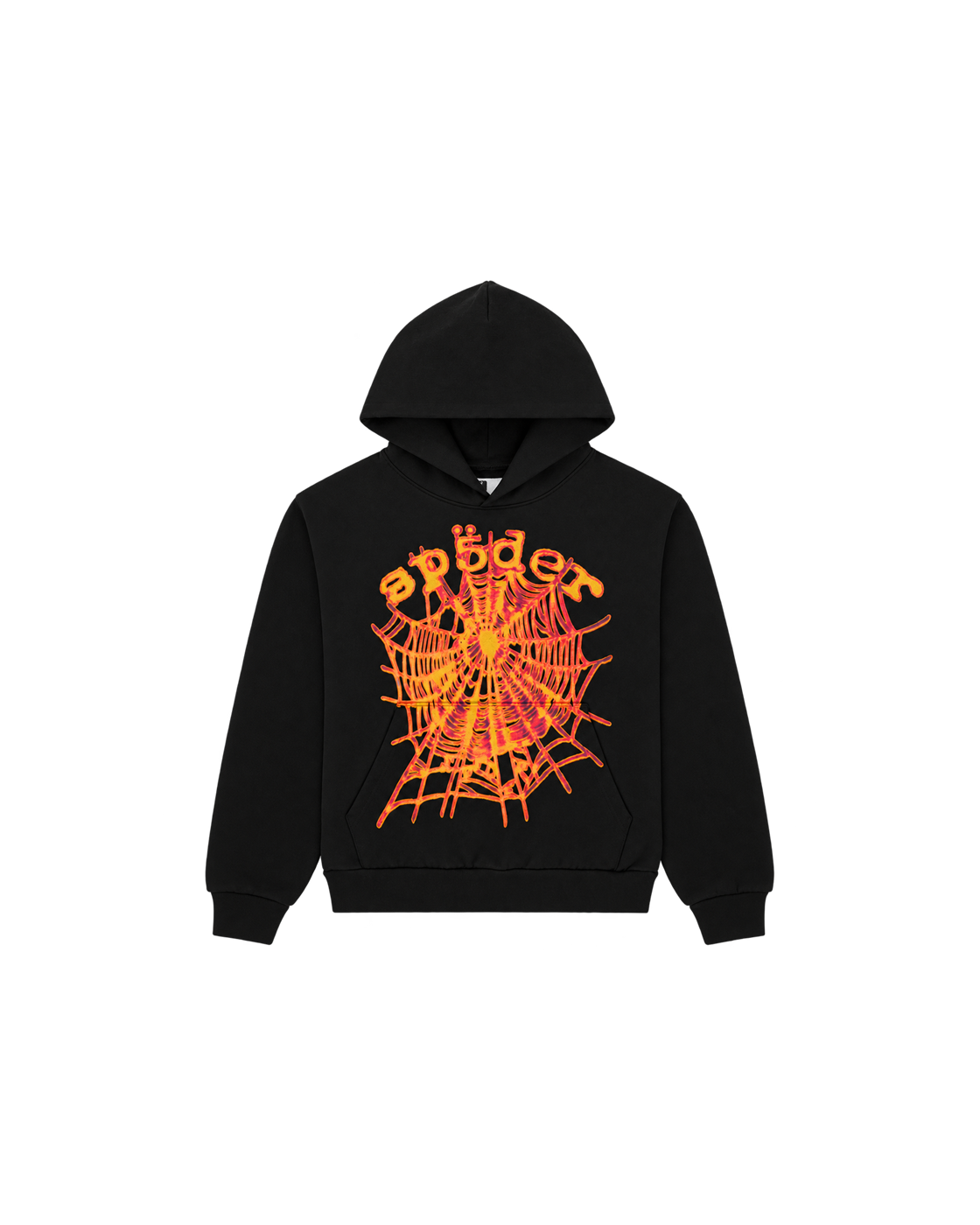 SP5DER OG Web V2 Hoodie — Black / Orange — Front